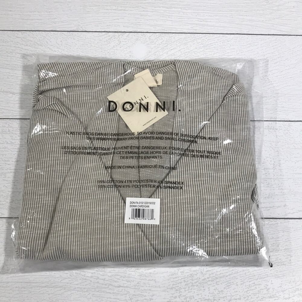 DONNI Gray Ribbed Open Front Cardigan OSFA NWT